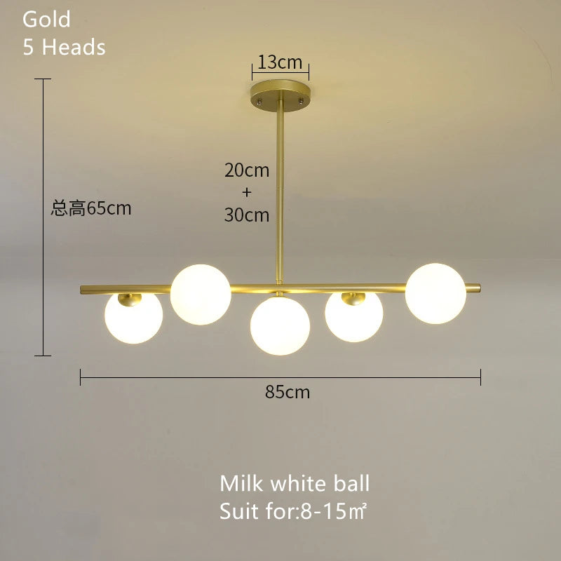 lustre nordique en verre pour éclairage intérieur moderne