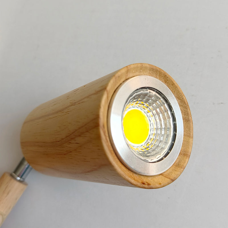 plafonnier led moderne en bois avec projecteur sur rail