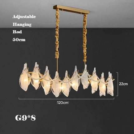 lustre créatif en verre dépoli avec perles suspendu moderne