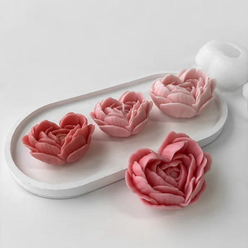 moule à fleurs d'amour en silicone pour bougies et savon DIY