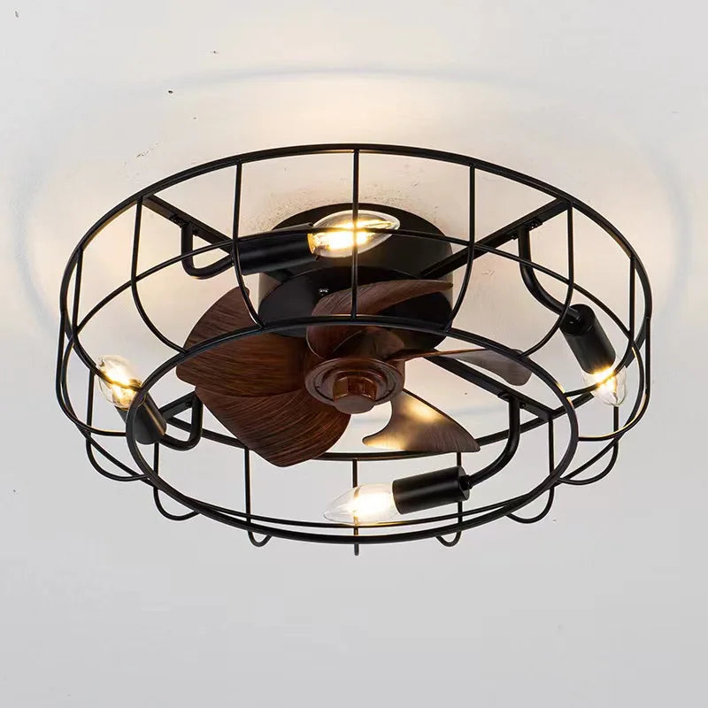 plafonnier rétro avec ventilateur et lumière design moderne