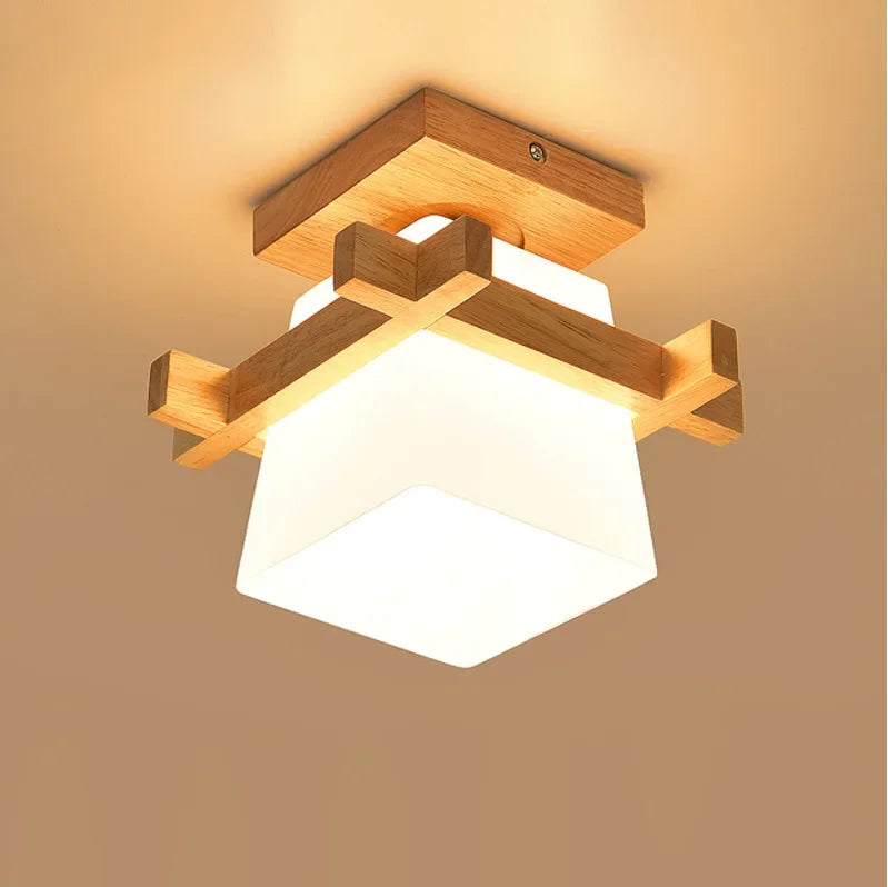 plafonnier en bois massif style nordique minimaliste solaire