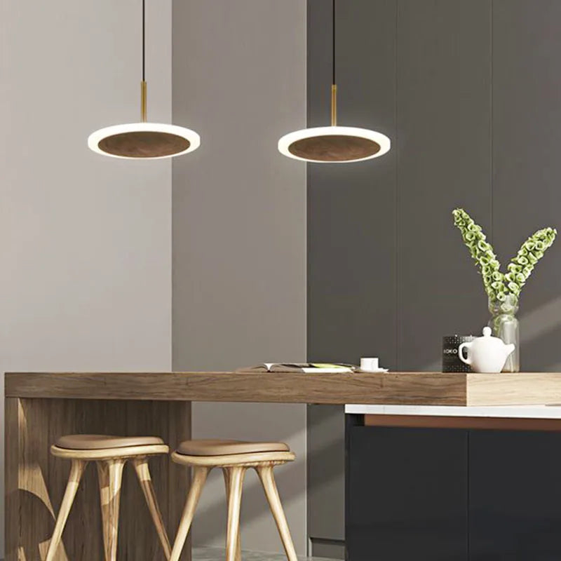 lustre minimaliste en bois massif noyer noir style européen