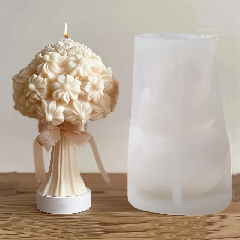 moule en silicone 3d bouquet de roses pour bougie