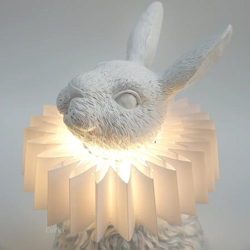 lampe de chevet lapin en résine style nordique décorative et moderne