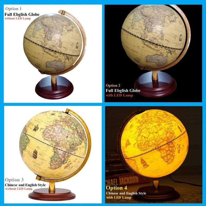 globe terrestre imprimé en hd avec lampe led artisanale 360 degrés