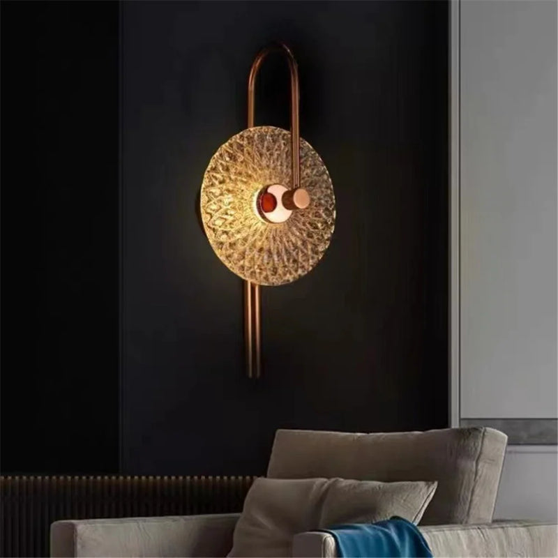 applique murale led ronde en verre de luxe pour éclairage artistique