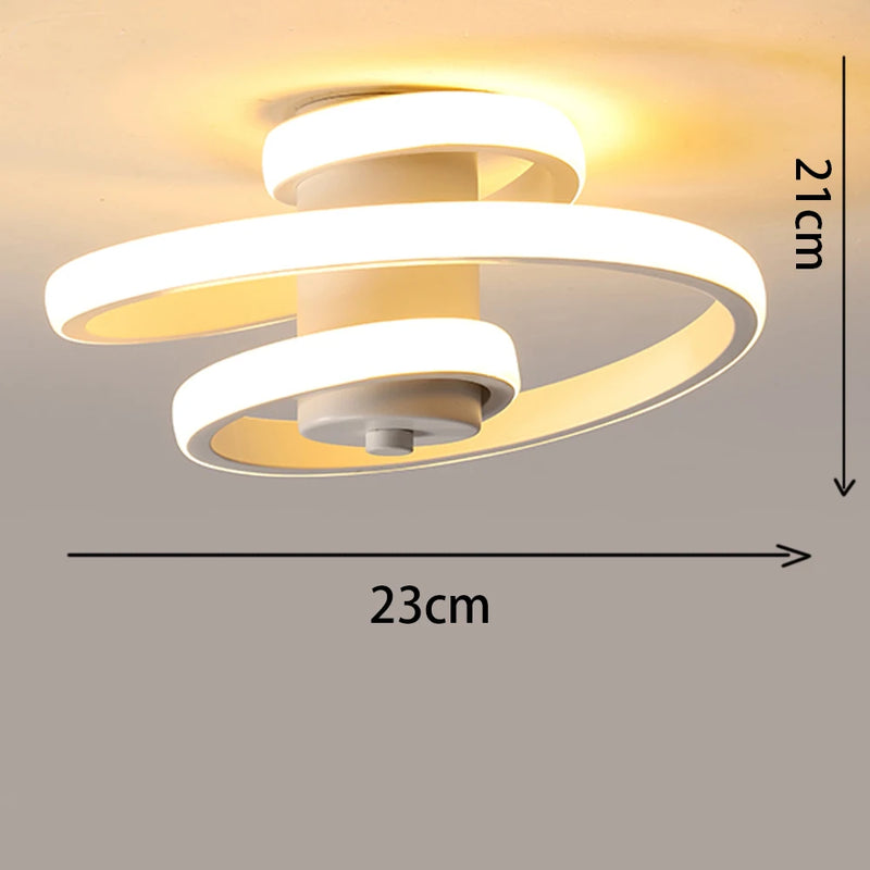 plafonnier led moderne en spirale pour un intérieur minimaliste