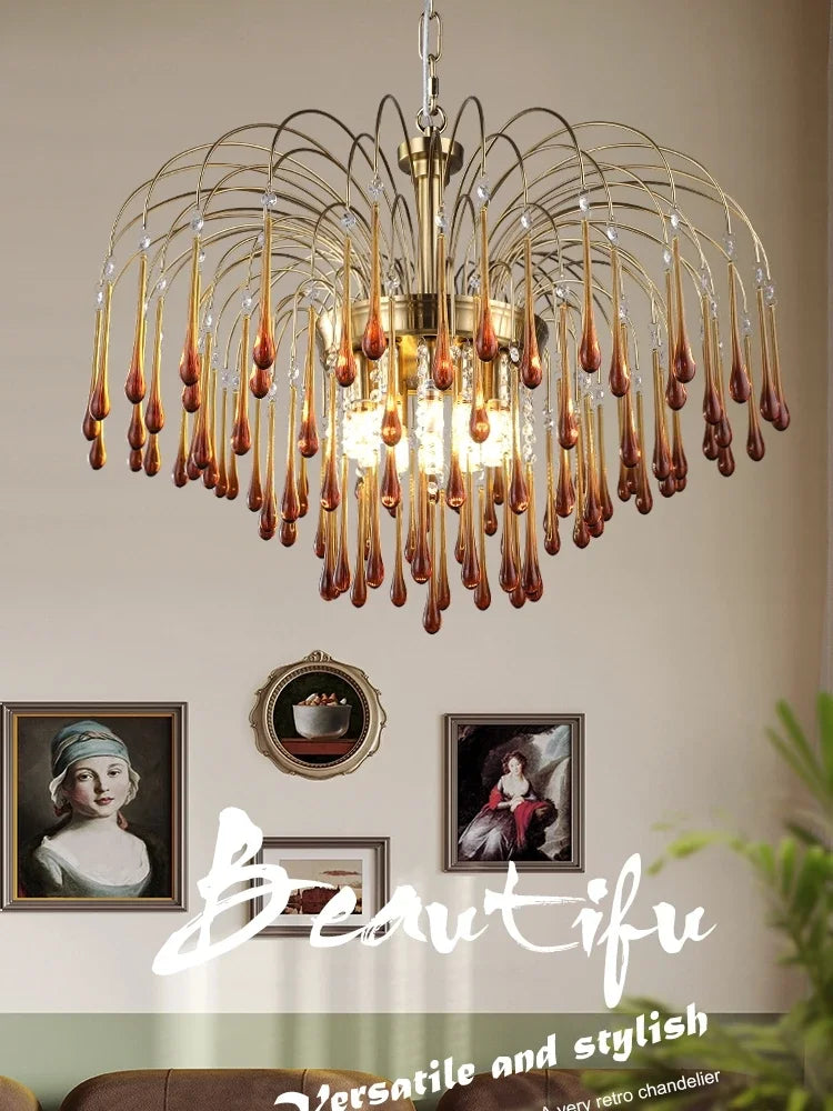 lustre en cristal rétro pour un intérieur romantique et élégant