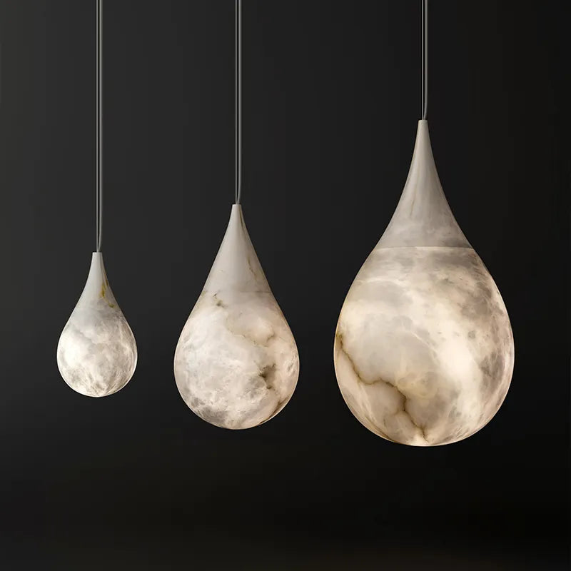 Design américain postmoderne albâtre goutte de pluie suspension éclairage style minimaliste éclairage pour chambres et restaurants