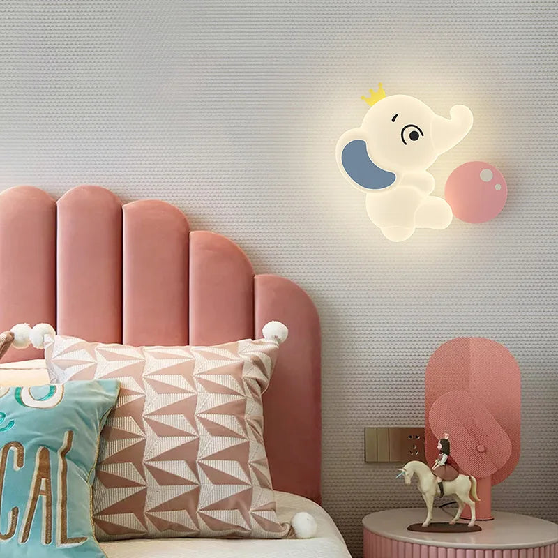 applique murale moderne éléphant pour enfant lumière douce