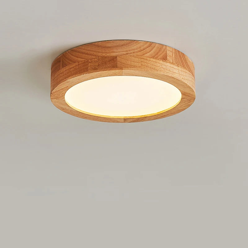 plafonnier led rond simple en bois nordique lampen