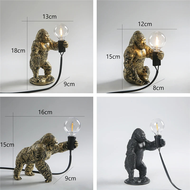 lampe à poser nordique king kong en résine personnalisable animaux