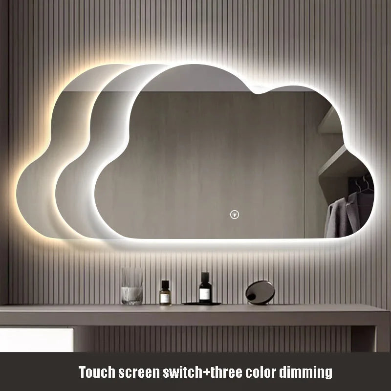 miroir nuage horizontal de luxe avec éclairage led pour maquillage