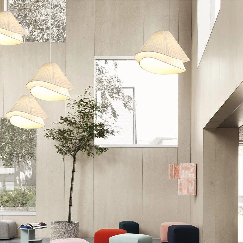 suspension LED en tissu design minimaliste art nordique