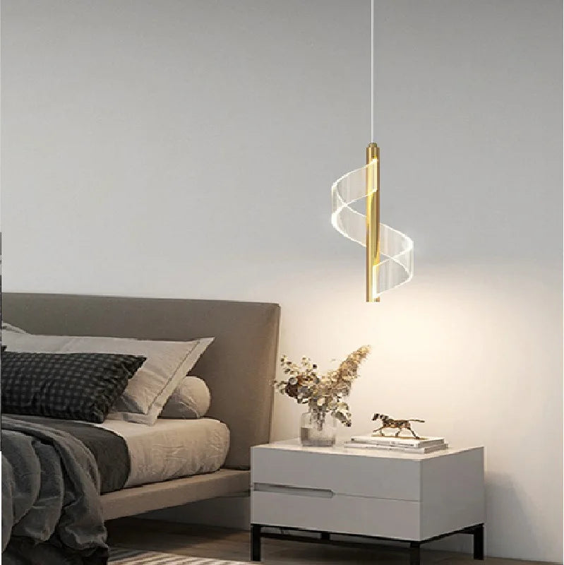 lustre moderne nordique twist light en acrylique pour intérieur élégant