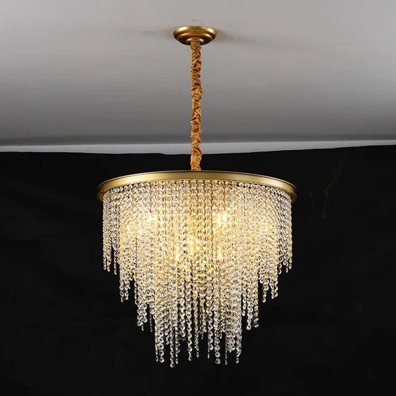 lustre moderne en cristal avec lumière suspendue élégante pour décoration intérieure