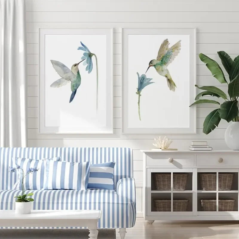 Tableau affiches de colibri en aquarelle pour décoration murale