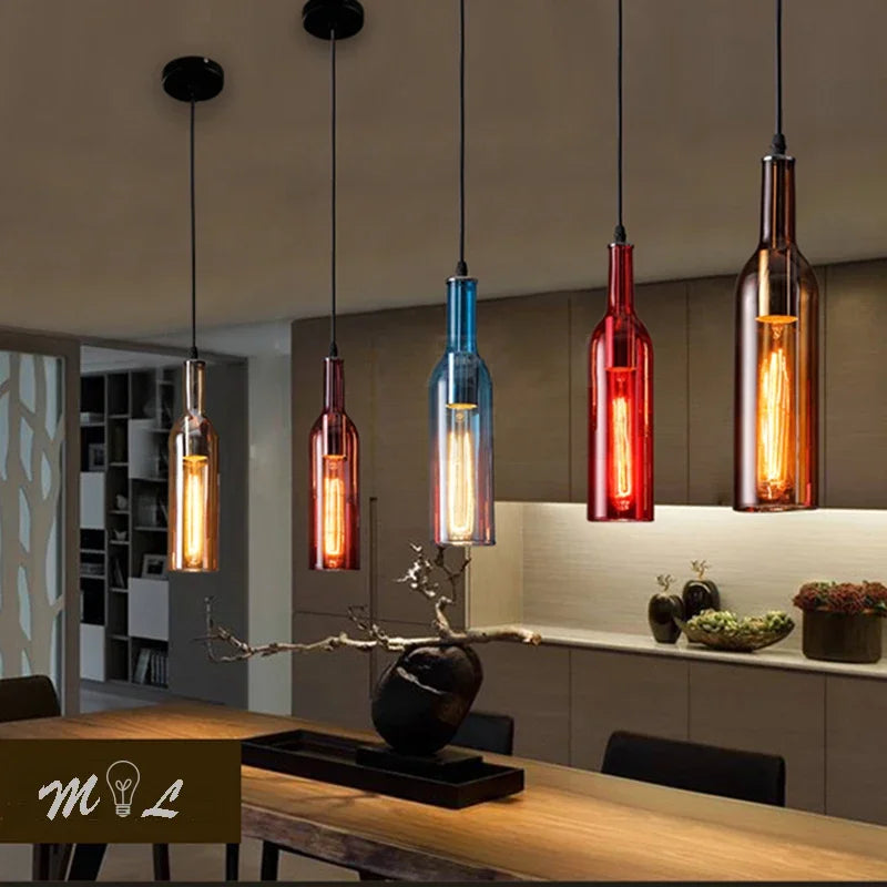 suspension en verre design pour bouteille de vin moderne