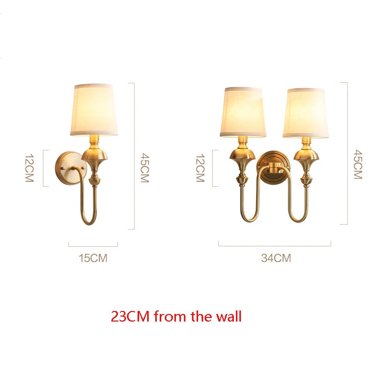 All copper wall lamp living room background wall lamp bedroom headboard staircase hallway copper wall lamp