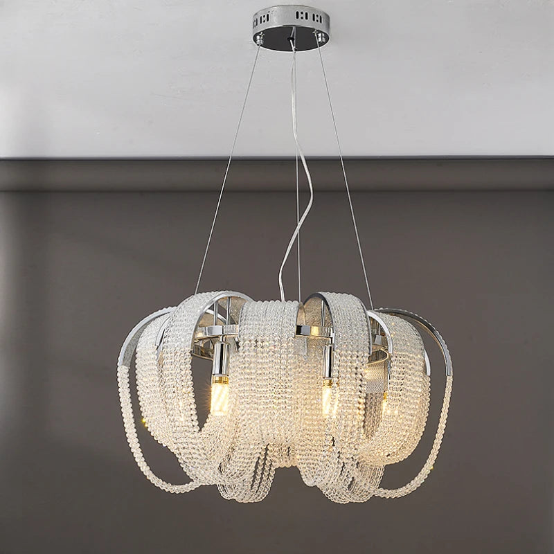 lustre rond en cristal de luxe pour décoration intérieure