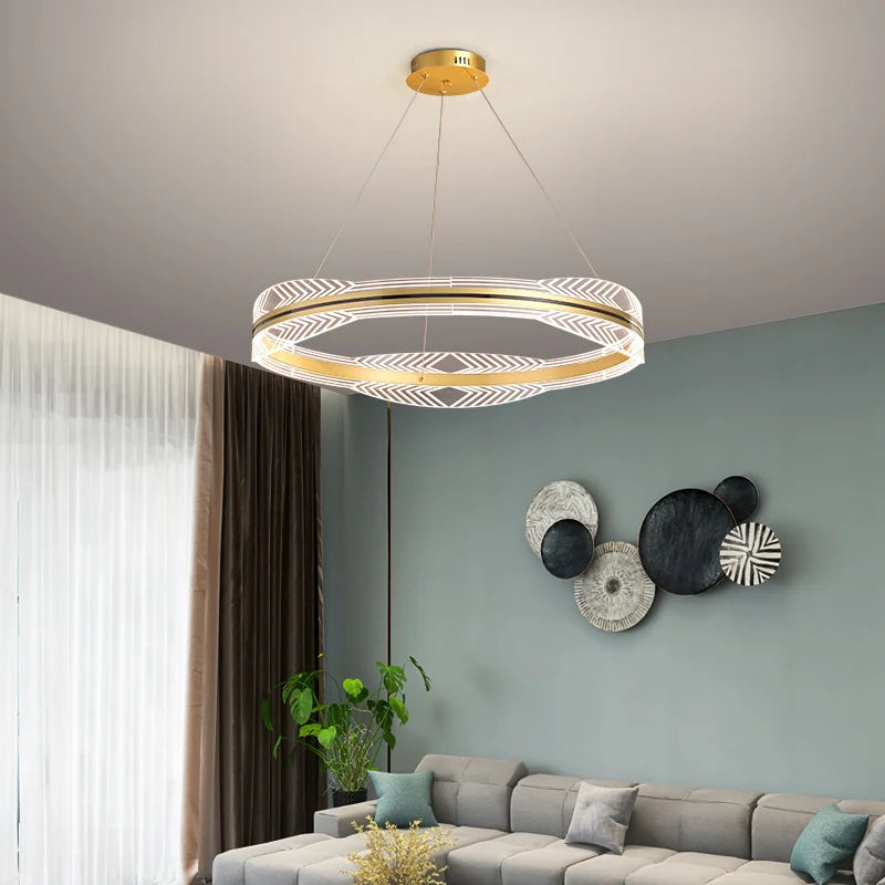 lustre moderne suspendu en or design nordique éclairage intérieur