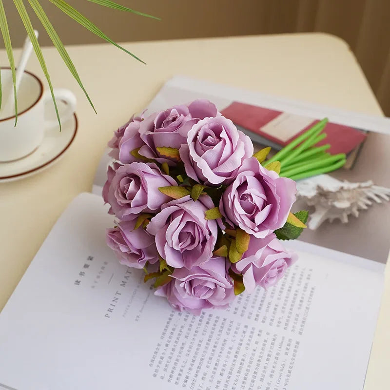 bouquet de roses artificielles en soie décoration florale pour table