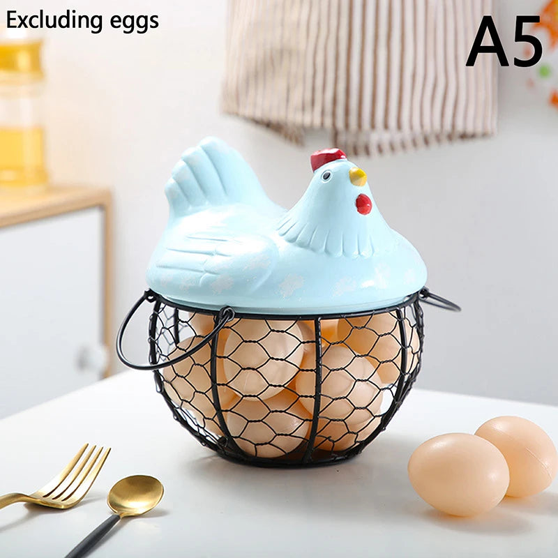 porte-oeufs en fer poulet en céramique panier de rangement durable