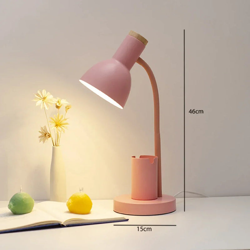 lampe de bureau créative nordique avec porte-stylo led décoratif