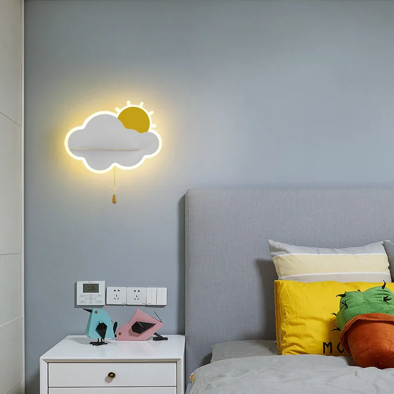 applique murale led décorative pour chambre de bébé nuage et soleil