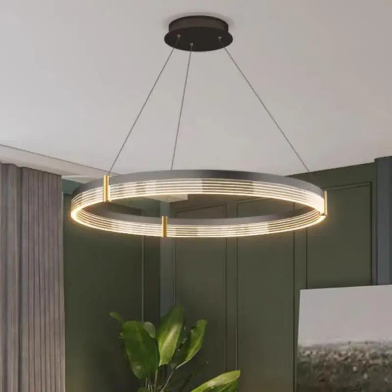 Lustre LED anneau en acrylique au design moderne avec anneau intérieur