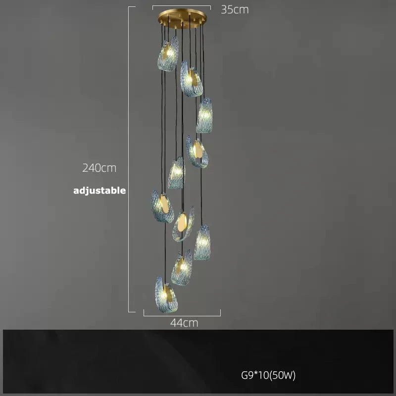 lustre suspendu en verre cristal éclairage moderne pour intérieur