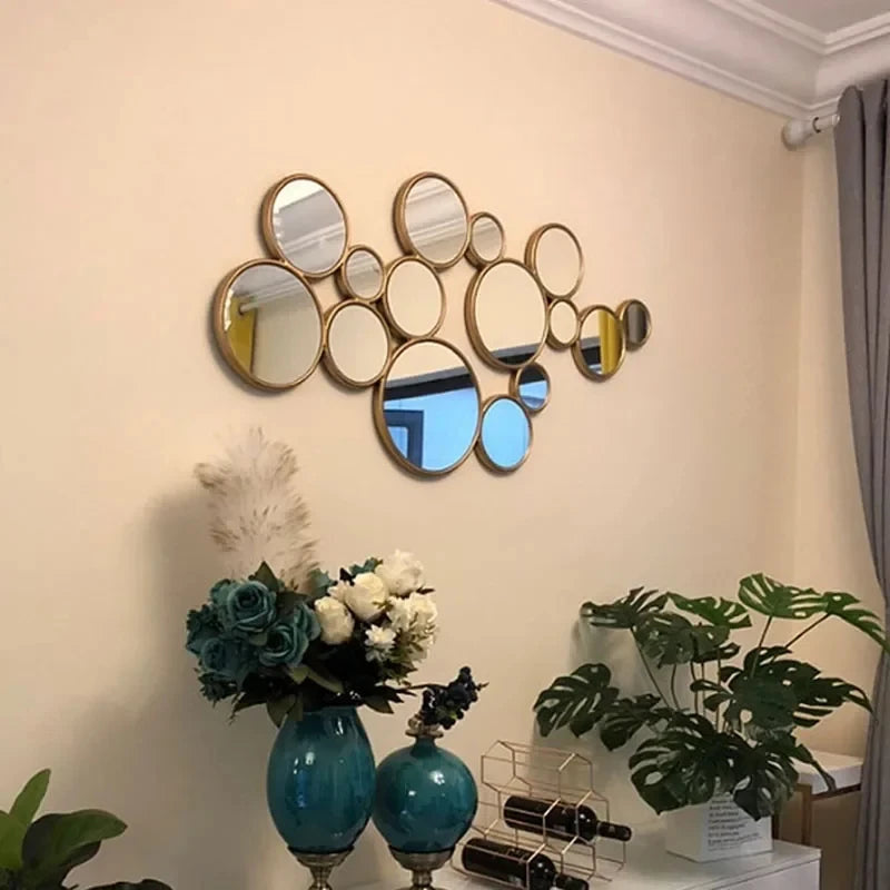 décoration murale en résine en forme de soleil avec miroir suspendu