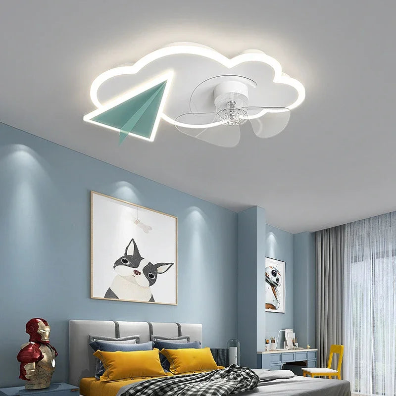 plafonnier ventilateur avec lumières design avion télécommande pour enfants