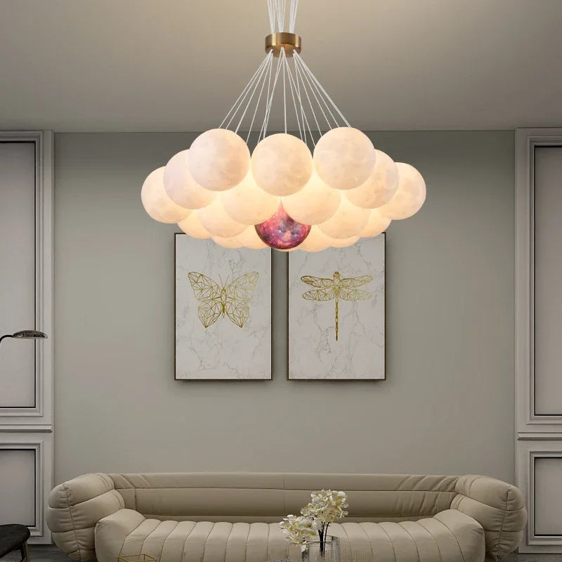 lustre led 3d lune bulle boule suspension décoration luminaires