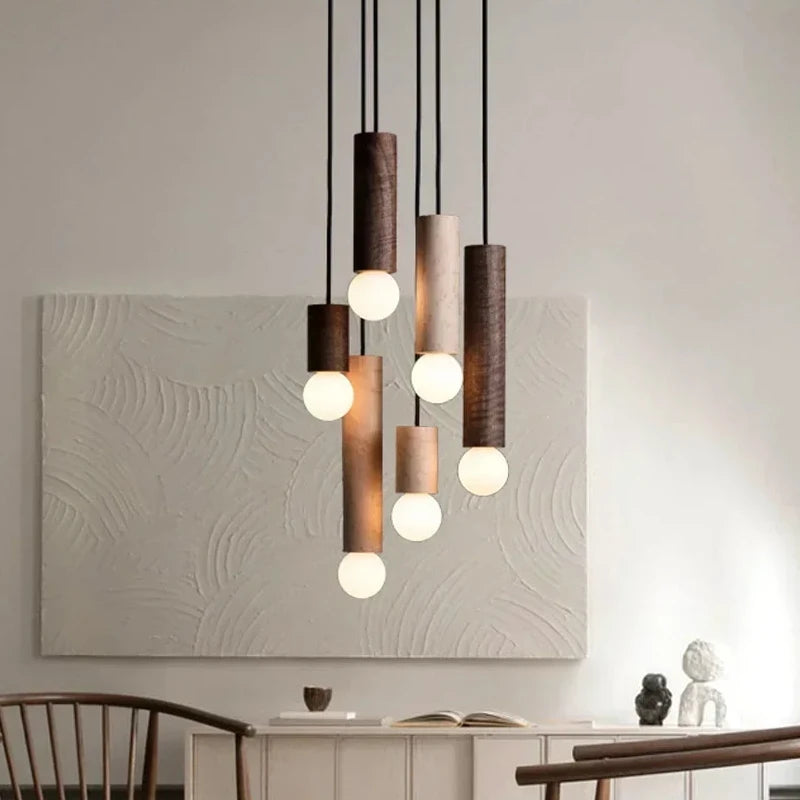 lampe suspendue en bois led décoration simple nordique
