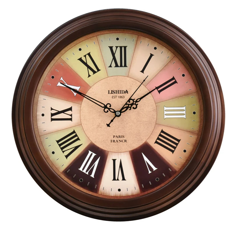 horloge murale silencieuse personnalisable en bois moderne rétro