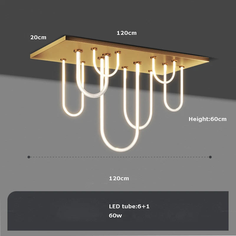 lustre rectangulaire en acier inoxydable à intensité variable