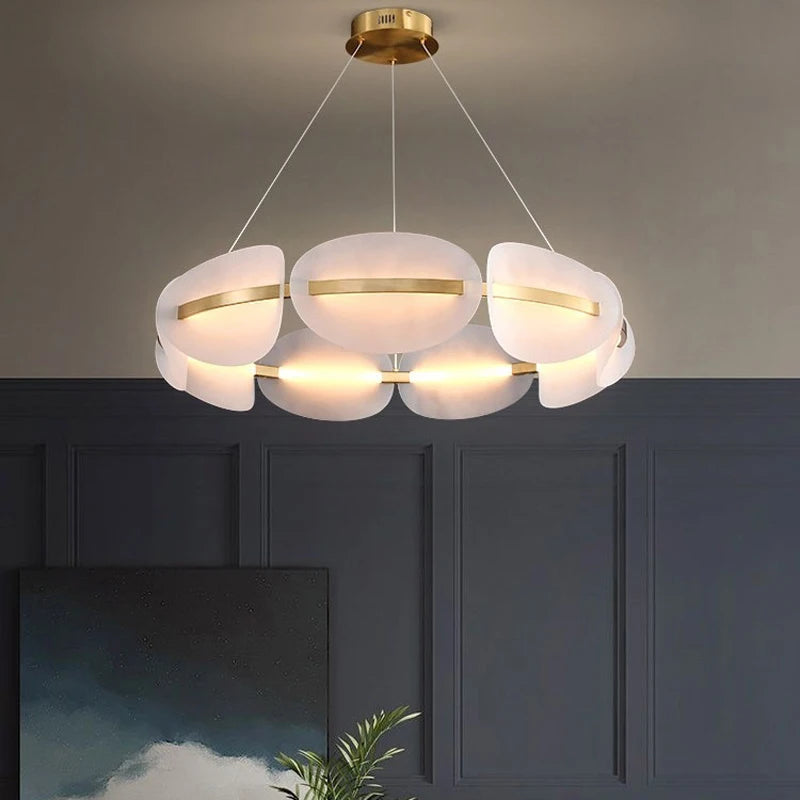 lustre nordique led en acrylique avec design de pétale