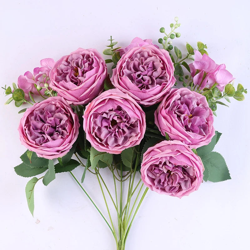 bouquet de roses artificielles en soie pour décoration intérieure