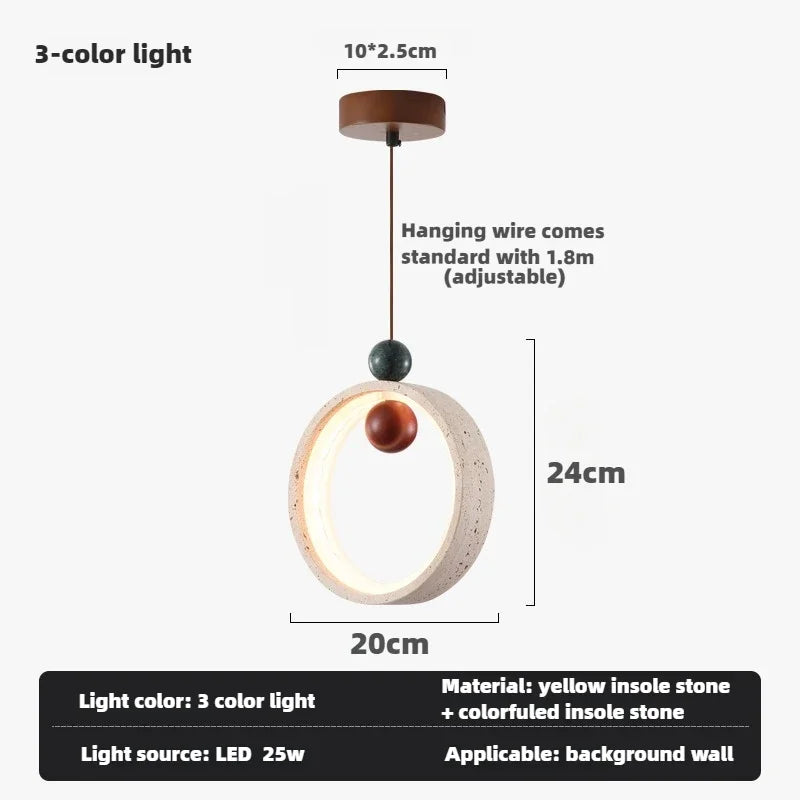 suspension à led en pierre naturelle pour intérieur moderne