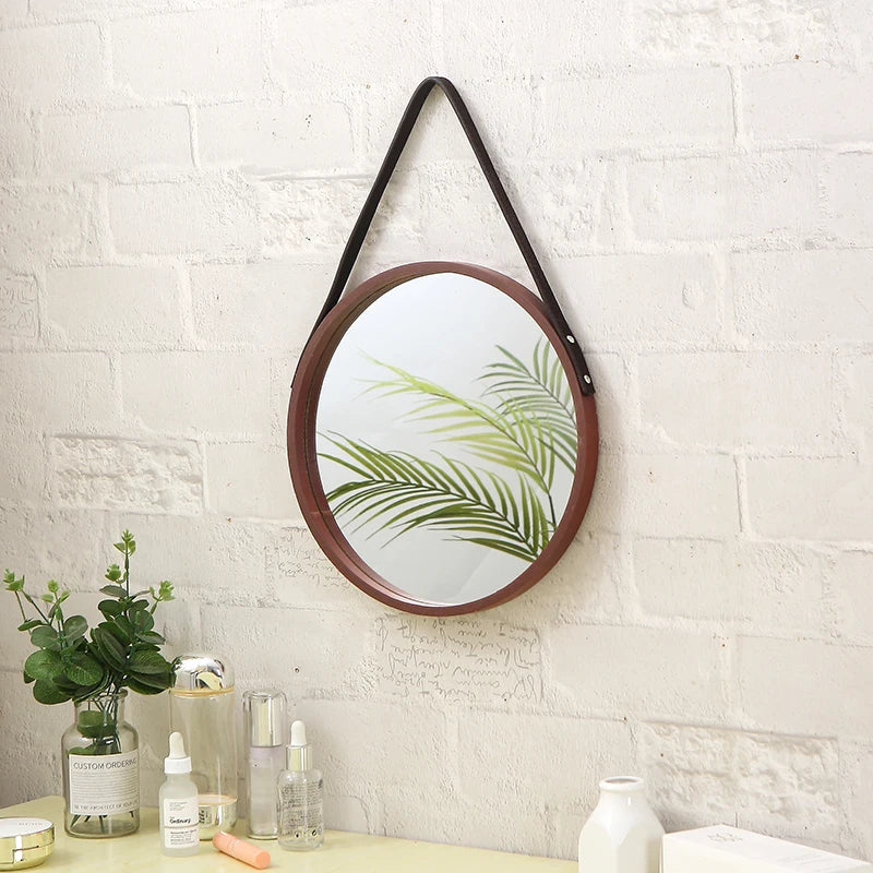 miroirs décoratifs ronds en bois rétro pour décoration intérieure