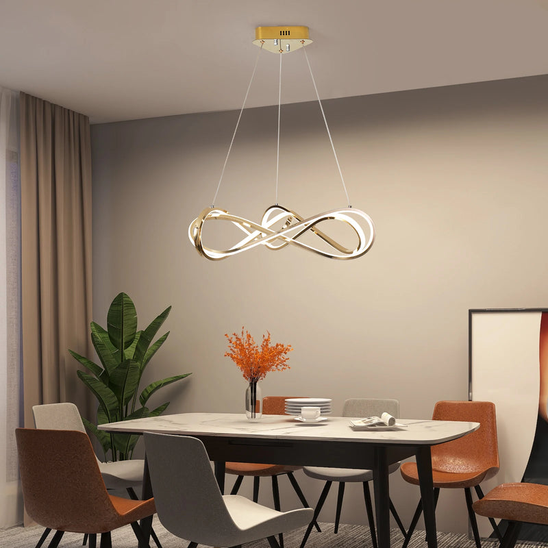 suspension design moderne avec télécommande et courbes élégantes