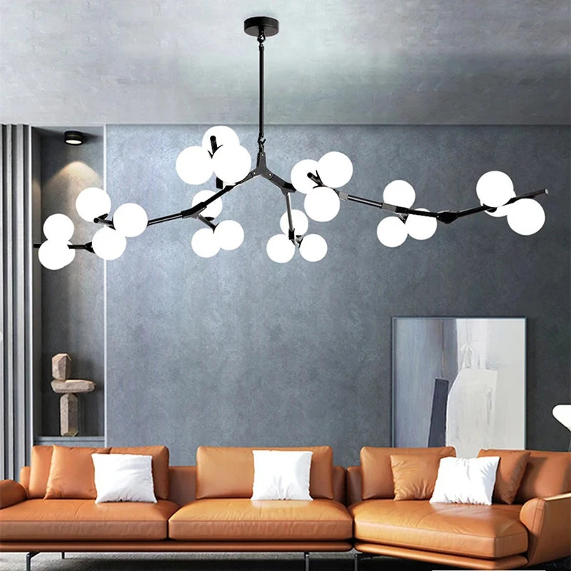 lustre nordique moderne led avec boules de verre