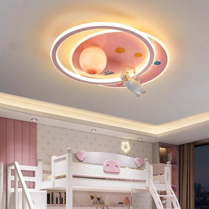 plafonnier licorne pégase moderne pour chambre d'enfant