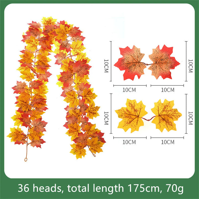 guirlande de feuilles d'érable artificielles en soie décorative pour jardin