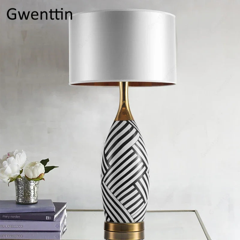 lampe à poser moderne en céramique motif zèbre pour décoration intérieure