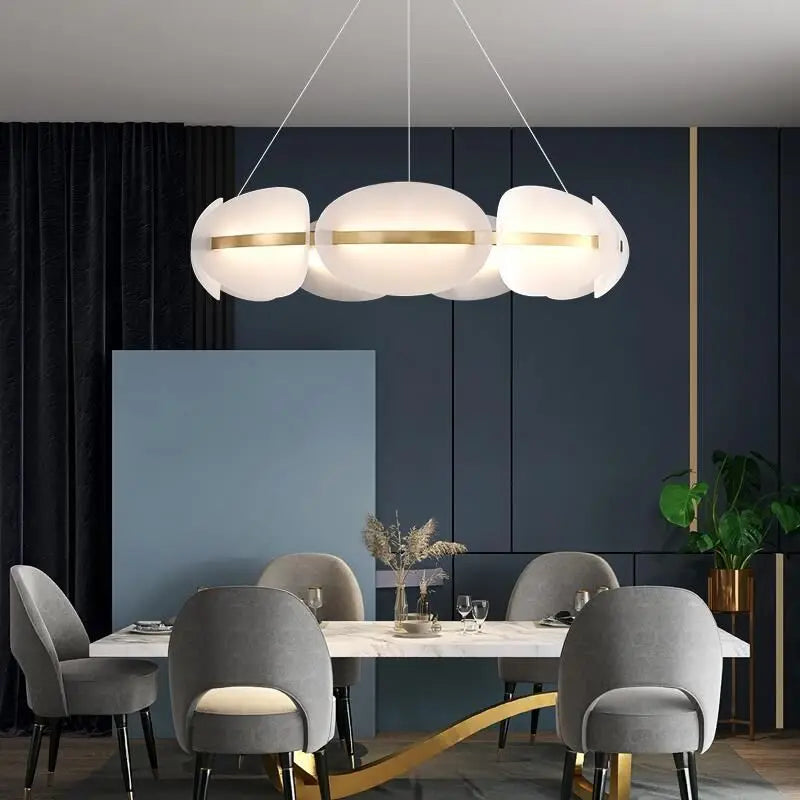 lustre nordique led en acrylique avec design de pétale