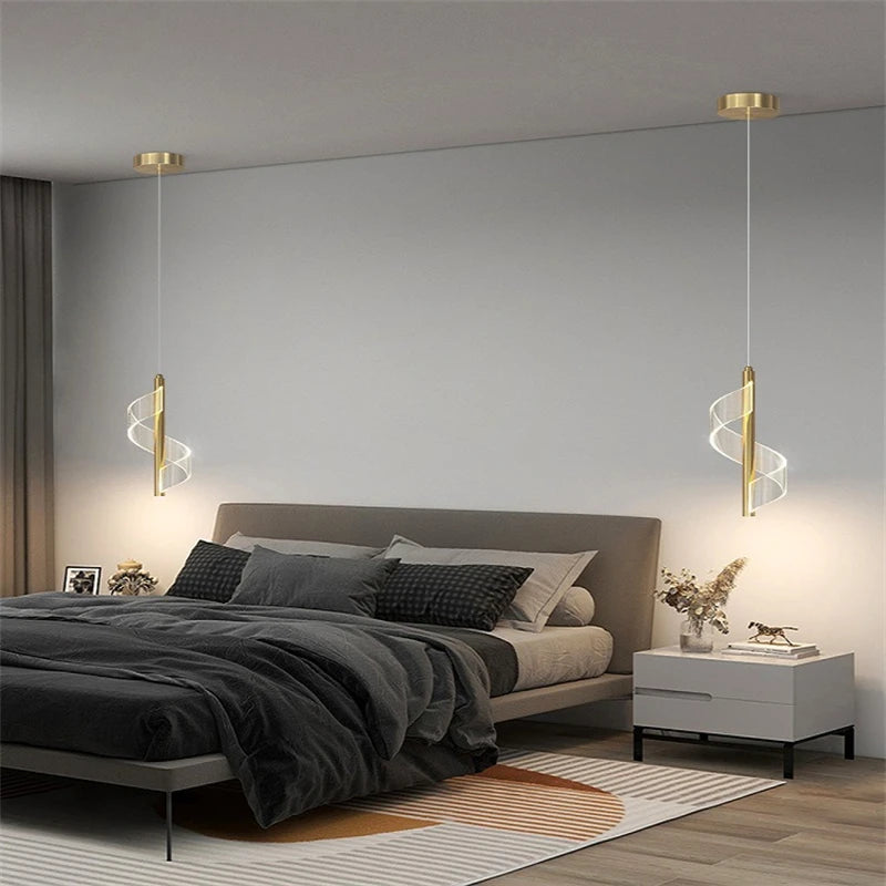 lustre moderne nordique twist light en acrylique pour intérieur élégant