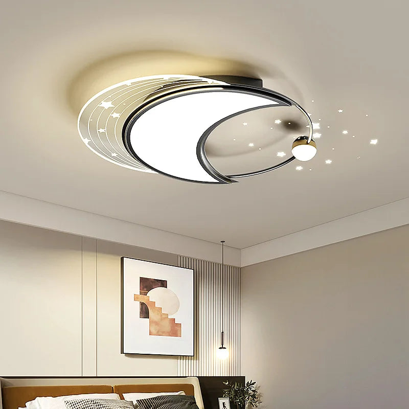 lustre moderne en fer avec éclairage led design étoile